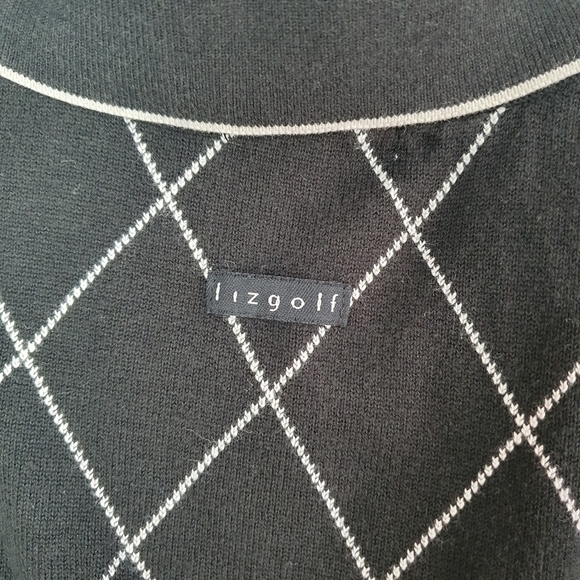 LIZ GOLF Elegant Shirt Vest Collar V Neck Black/Red/White Women's Size L - Picture 6 of 8